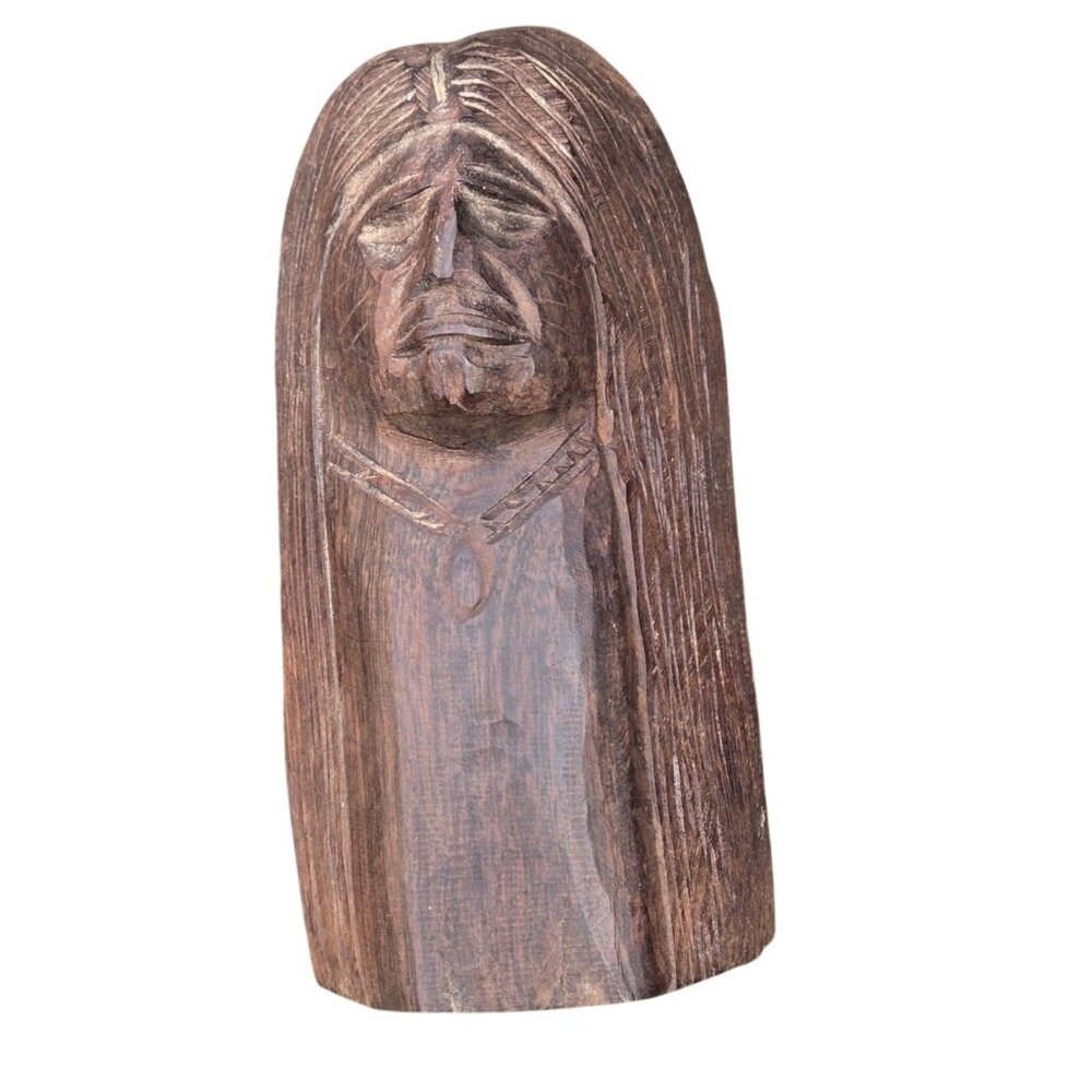 Vintage Native American Wood Carving Statue 6 Inch Carved Statue As Is